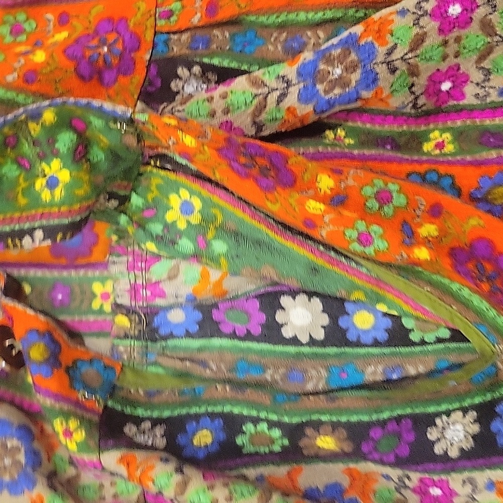 Vibtage Retro Psychedelic 60's 70's Button Down Collared Dress Flower Small XS - Picture 4 of 11